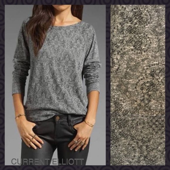Current/Elliott~Letterman Heather Long Sleeve Antique Lace Print Small/size 1 - Picture 2 of 15